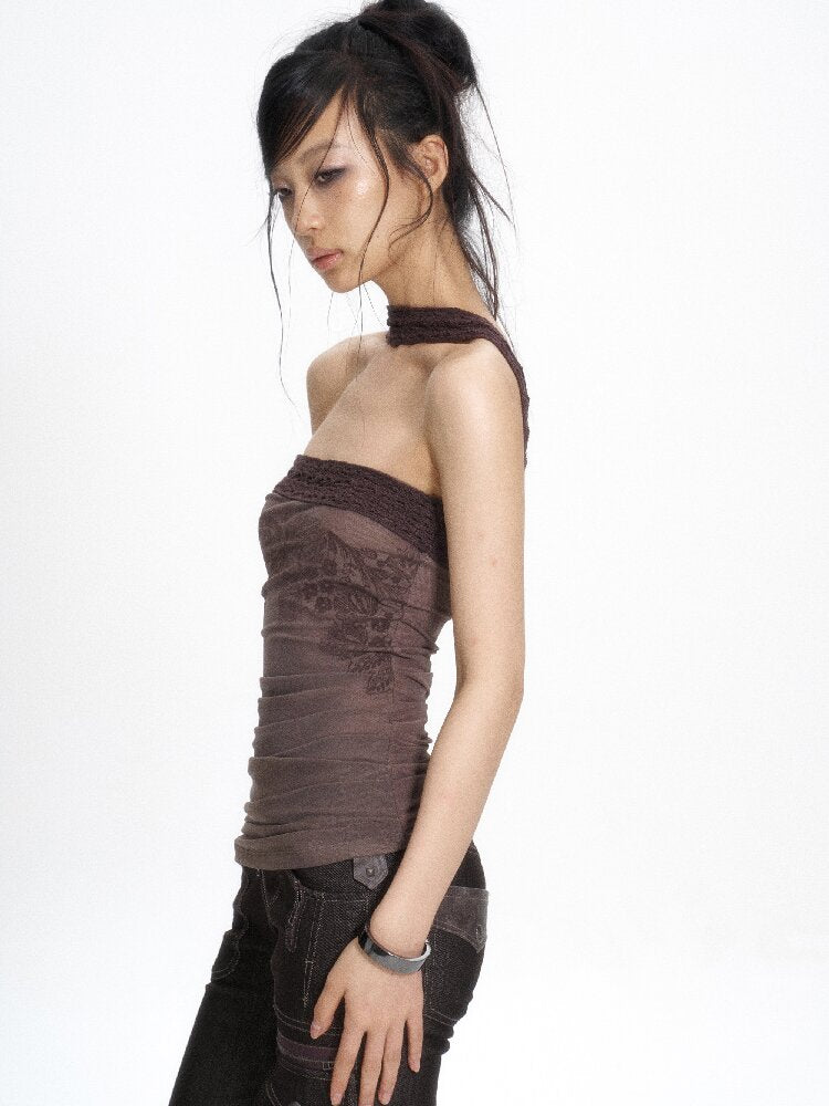 Cutout Knit Patchwork Tube Top【s0000017660】
