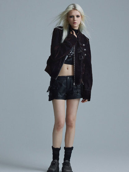 Napoleonic Matte Velvet Belt Jacket【s0000018551】