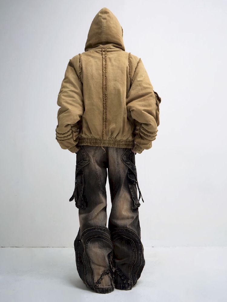 Button Folded Wide Leg Jeans【s0000011351】