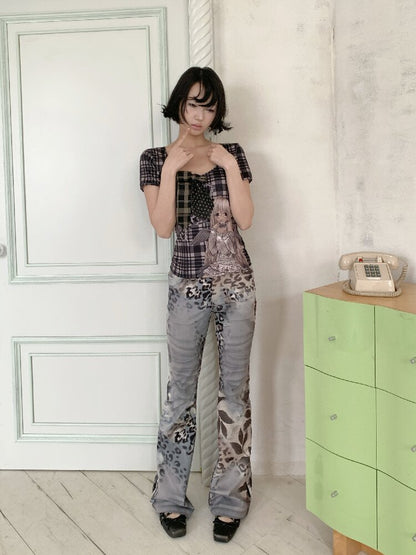 Vintage Seal Leopard Bell Bottoms【s0000018090】