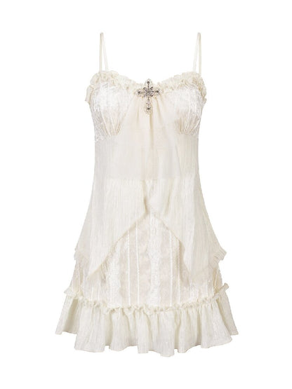 Chiffon Lace Spaghetti Dress【s0000018102】