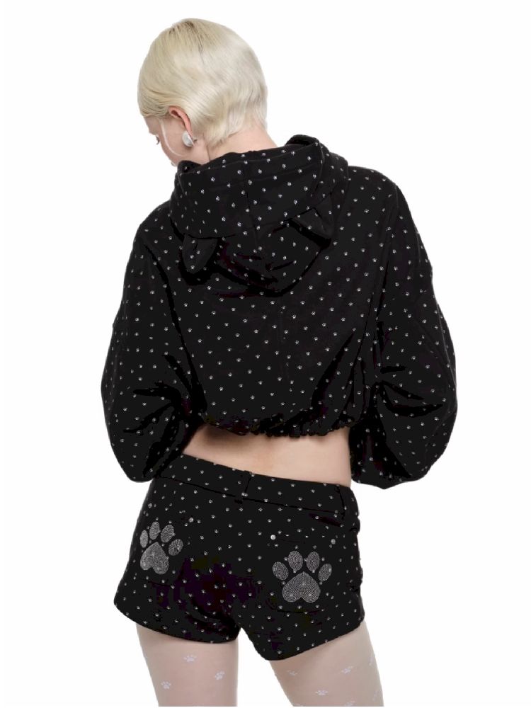 Cat Ears Short Heavyweight Hooded Sweatshirt【s0000011584】