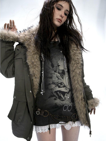 Fur Collar Mid-length Parka【s0000011266】