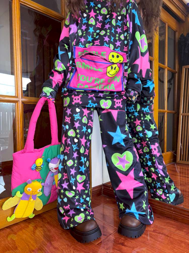 Y2K Dopamine Loose Fleece Long Sleeve Top【s0000014634】