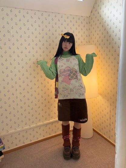 Brown Corduroy Embroidered Skirt【s0000019082】