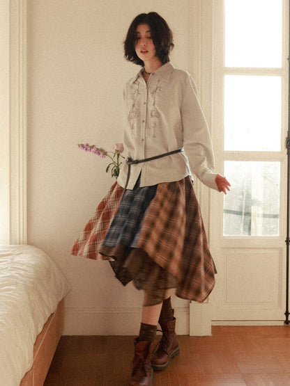 Elastic Plaid Irregular Spliced Skirt【s0000015462】