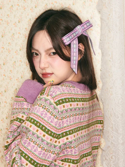 Jacquard Ribbon Hair Clip【s0000014153】