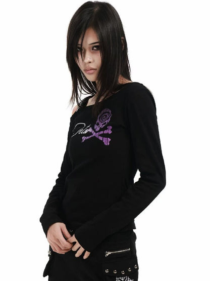 Glitter Pink Skull Zip Top【s0000018359】