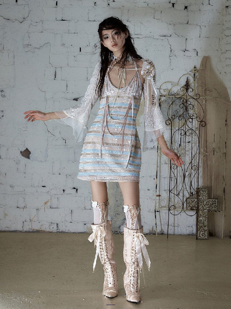 Pearl Chain Sequin Chiffon Cover Up【s0000016991】