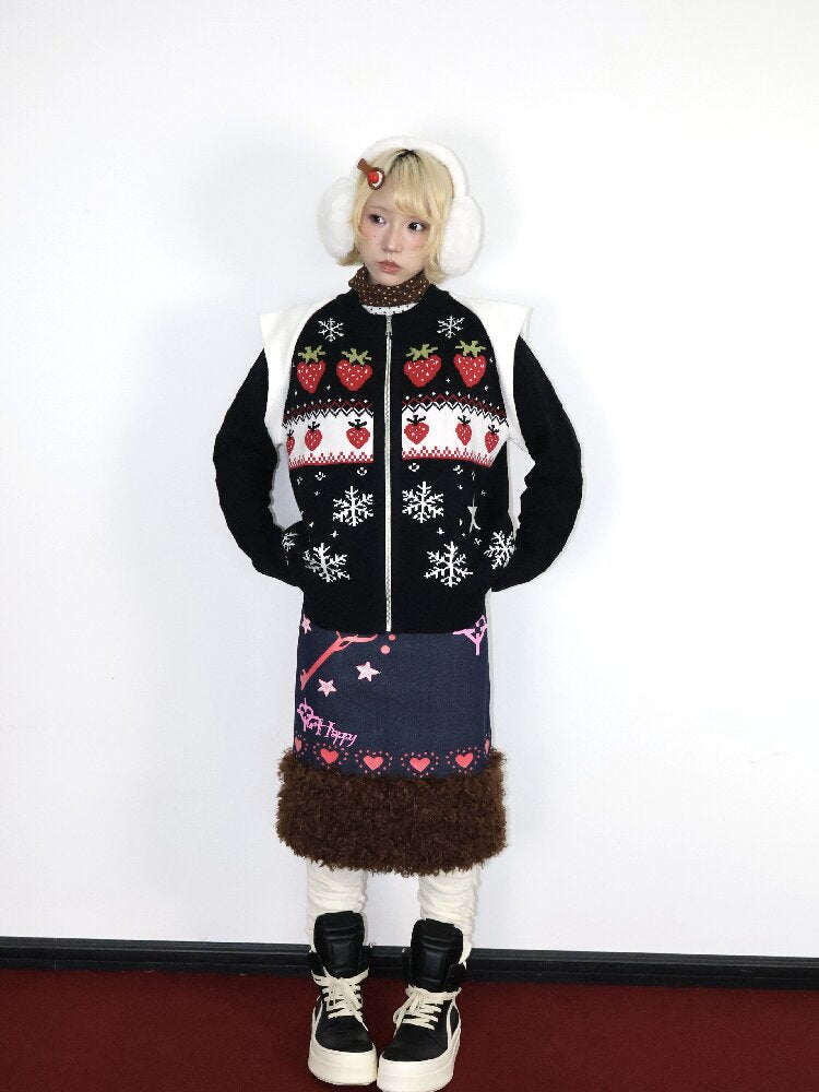 Strawberry Fair Isle Jacquard Sweater【s0000018669】