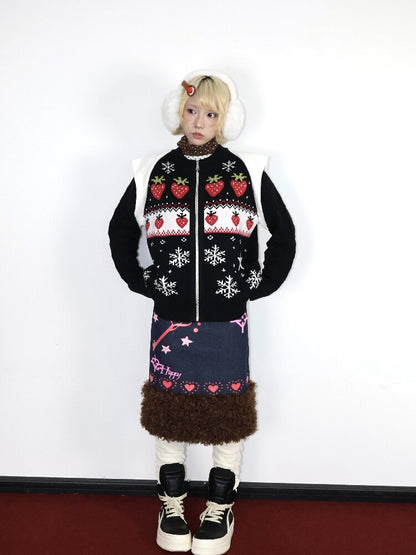 Strawberry Fair Isle Jacquard Sweater【s0000018669】