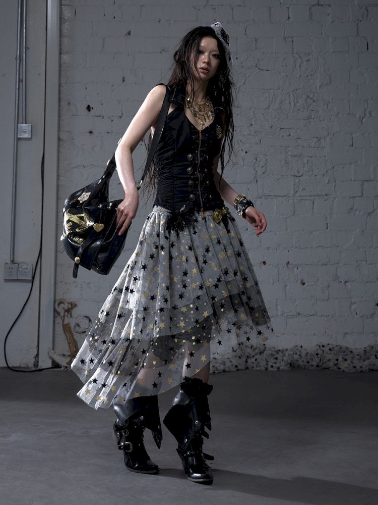 Gold foil print heavy-duty leather shoulder bag【s0000012778】