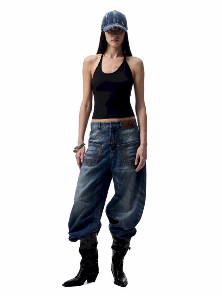 Slant U Neck Button Knot Solid Color Camisole【s0000012394】