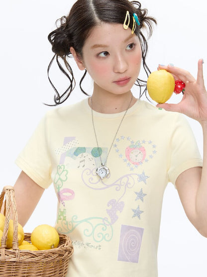 Two Color Vine Slim Short T-Shirt【s0000016407】