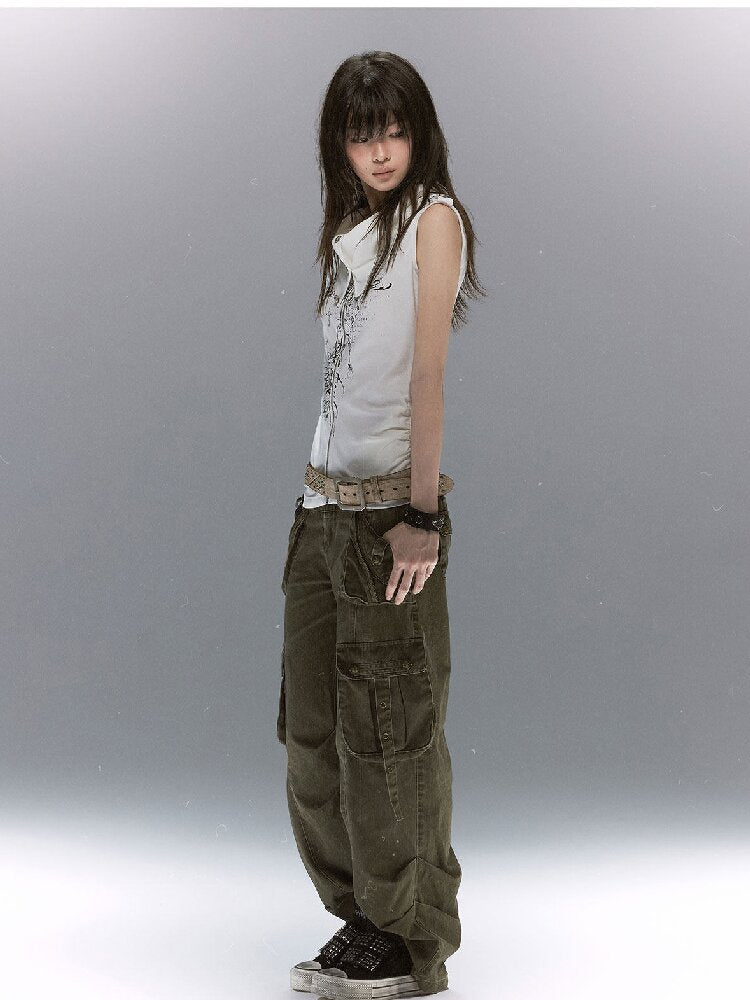 Double Waist Distressed Workwear【s0000017855】