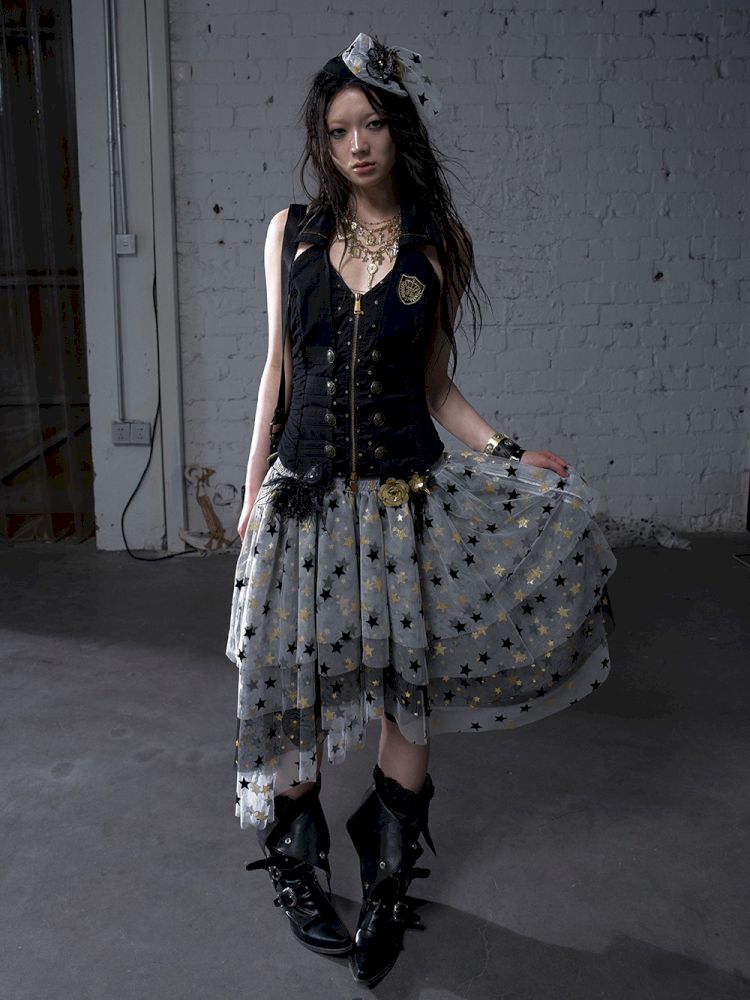 Slimming faux two-piece vest halter top【s0000012798】