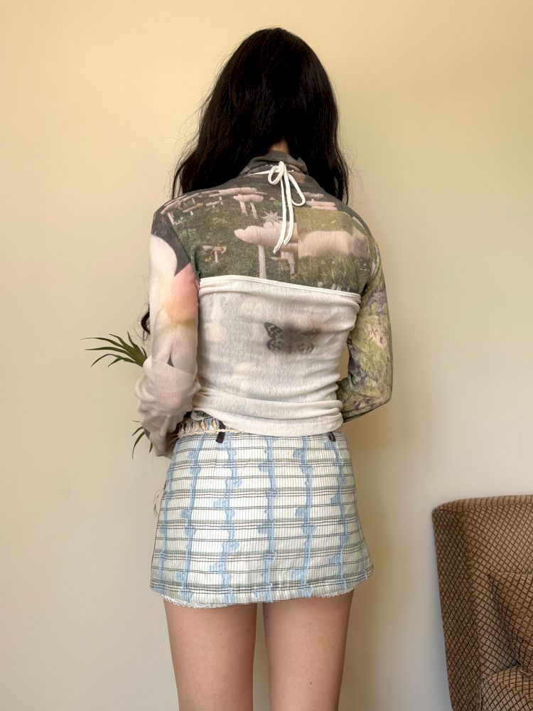 See-through mesh long sleeve sunscreen top【s0000013515】