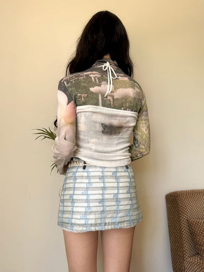 See-through mesh long sleeve sunscreen top【s0000013515】