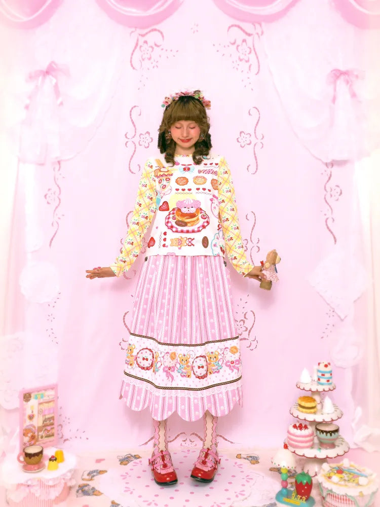 Sweet Print Yellow Checkered Contrast Base Layer【s0000014159】