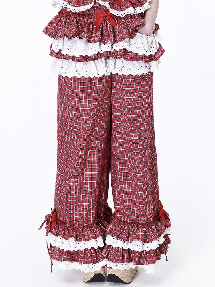 Retro Red Plaid Trousers【s0000012192】