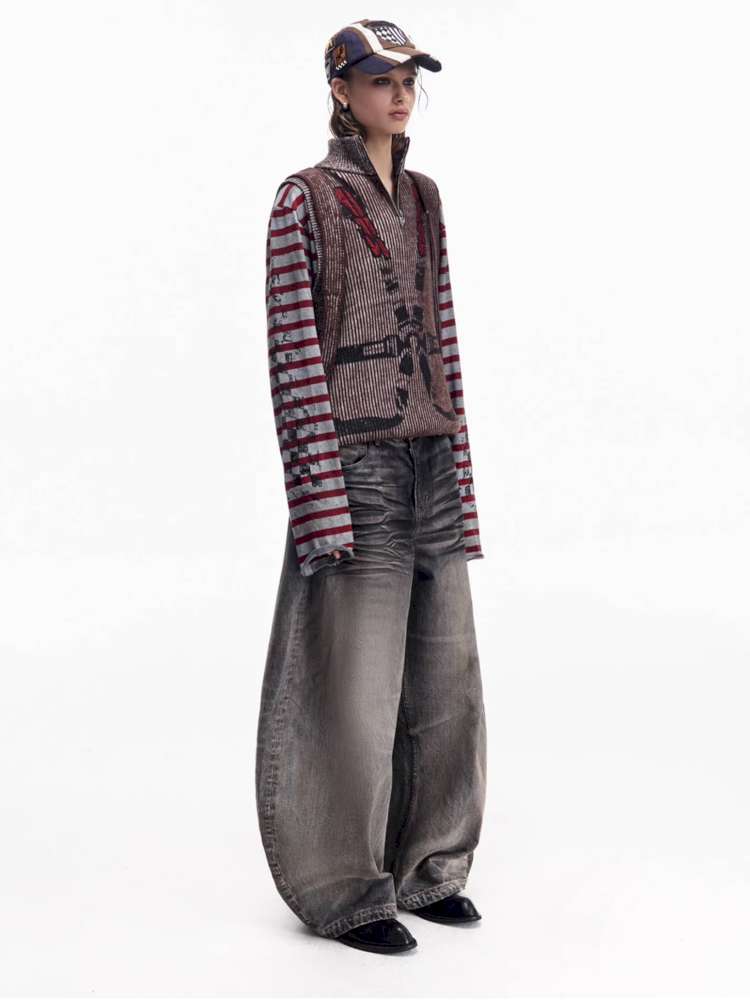 Two Tone Woven Cardigan Vest【s0000015174】