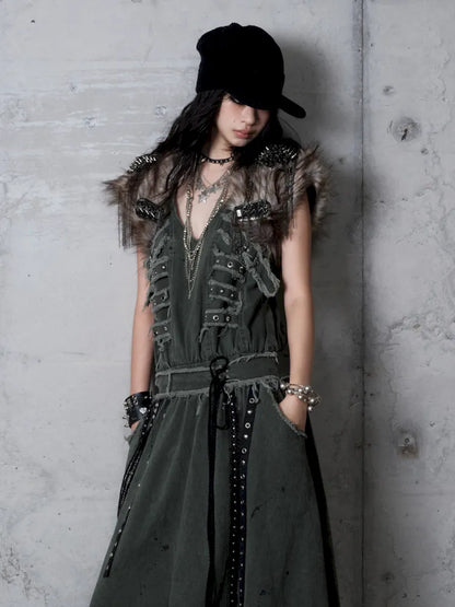 Punk Studded Fuzzy Mini Jacket【s0000014113】