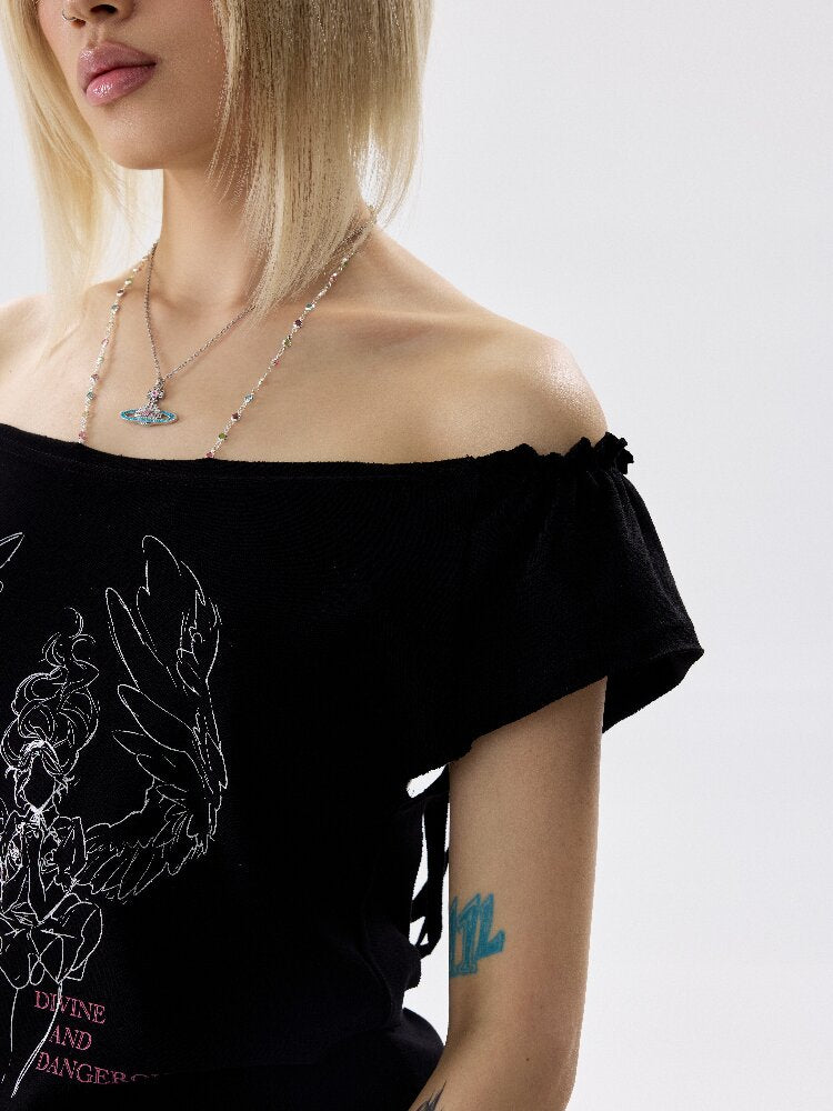Single Shoulder Wrinkled T Shirt【s0000017639】