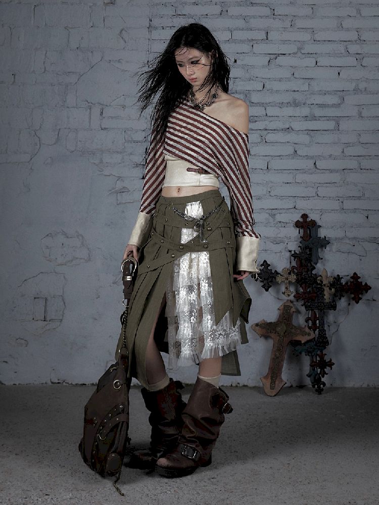 One Neck Tie Long Sleeve Short Top【s0000011832】