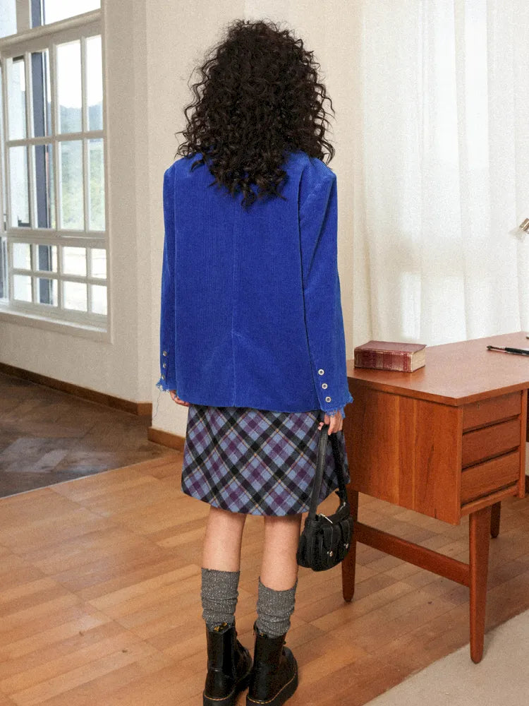 Retro British-Style Corduroy Embroidered Blazer【s0000013998】