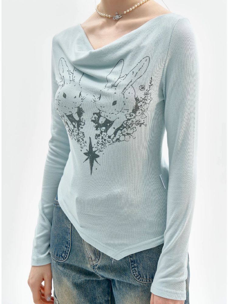 Swing Neck Long Sleeve T-Shirt【s0000011520】