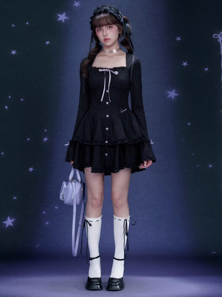 Black Purple Slim Cake Dress【s0000015473】