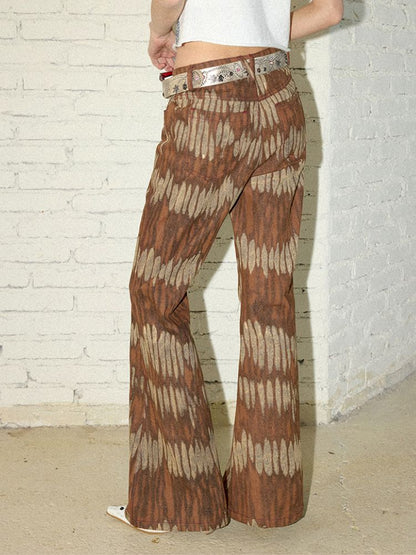 Retro Printed Bell-Bottom Pants【s0000012952】