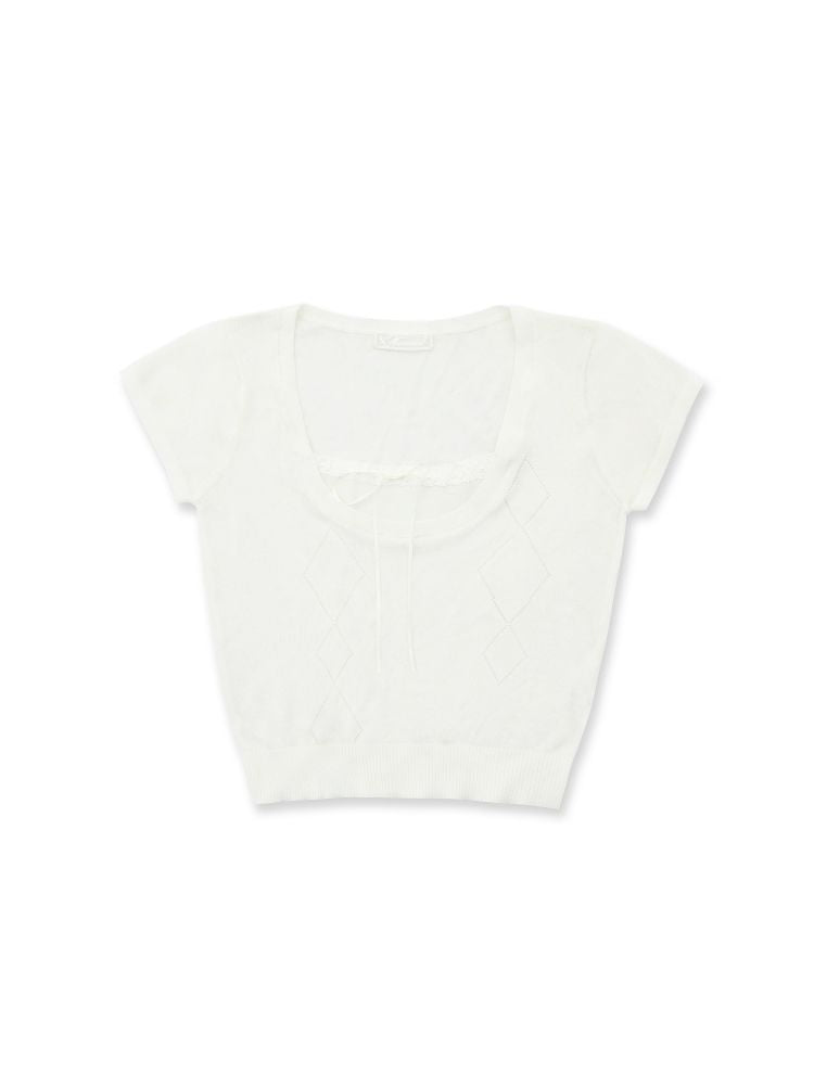 Square Neck Short Sleeve Blouse【s0000012528】