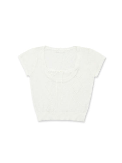 Square Neck Short Sleeve Blouse【s0000012528】