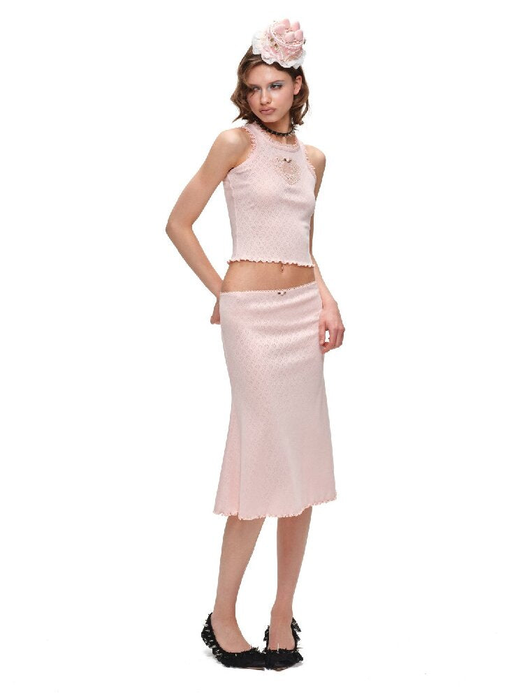 Jacquard Knitted Vest Midi Skirt【s0000016904】