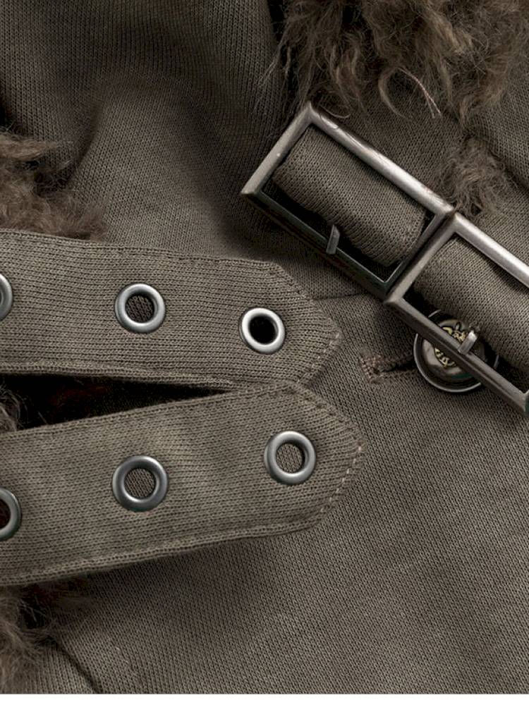 Fur Hood Vintage-Style Knit Jacket【s0000014426】