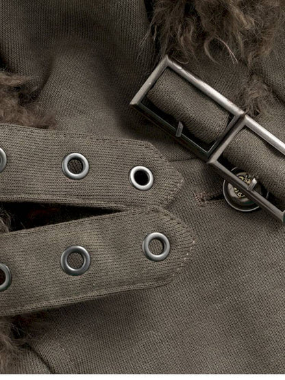 Fur Hood Vintage-Style Knit Jacket【s0000014426】