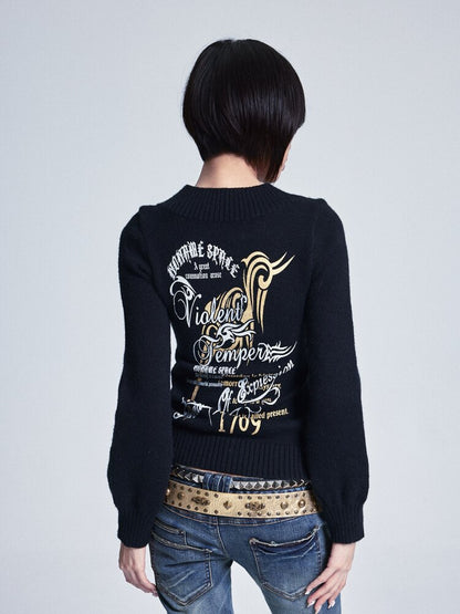 Soft Lantern Sleeve Printed Sweater【s0000015562】