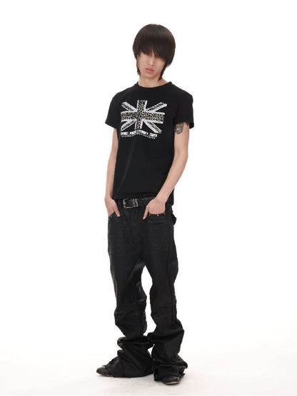 Leopard Print Flag Crew T-Shirt【s0000018215】