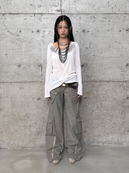 Wide Leg Narrow Crotch Work Pants【s0000012705】