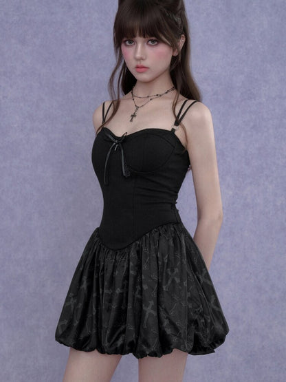 Cross Shaped Flower Bud Strap Dress【s0000017278】