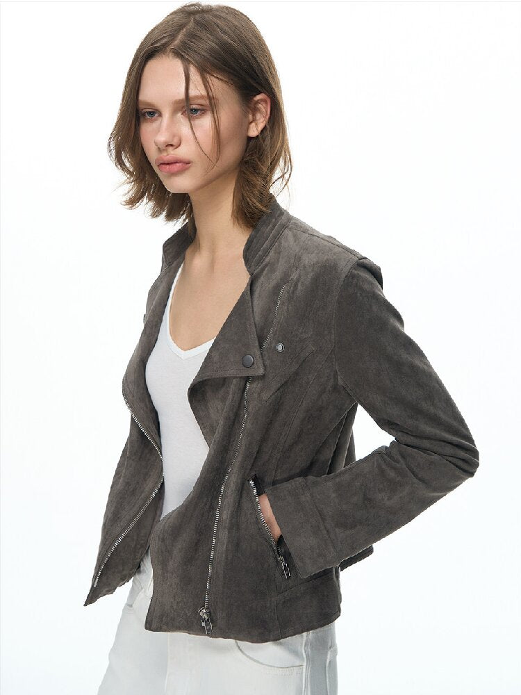Vintage Suede Slim Cropped Jacket【s0000015859】