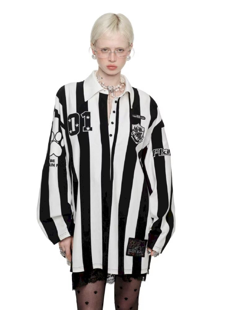 Black and white POLO Collar Ballgown【s0000011606】