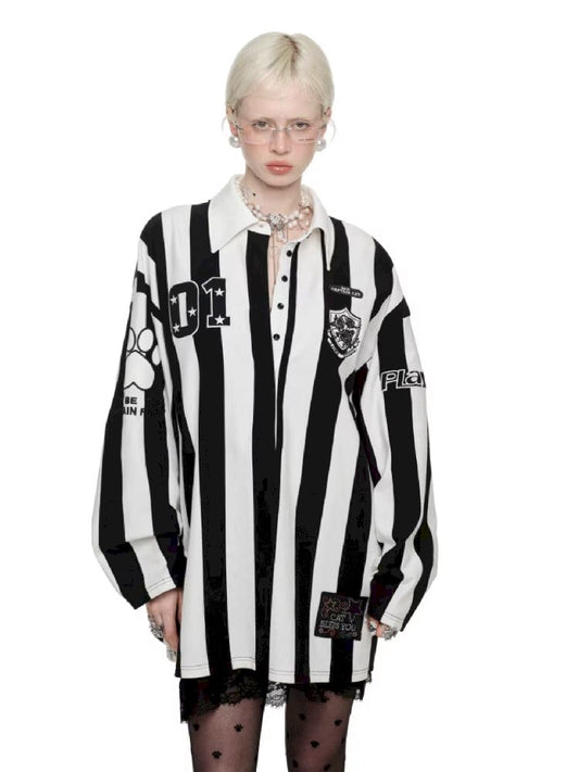 Black and white POLO Collar Ballgown【s0000011606】