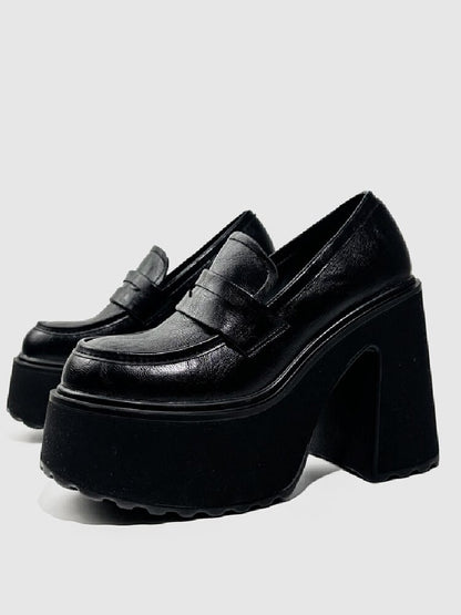 Matte Leather High Heel Loafers【s0000015716】