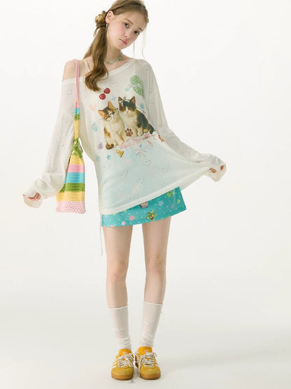 Summer Childlike Print Short Skirt【s0000017157】