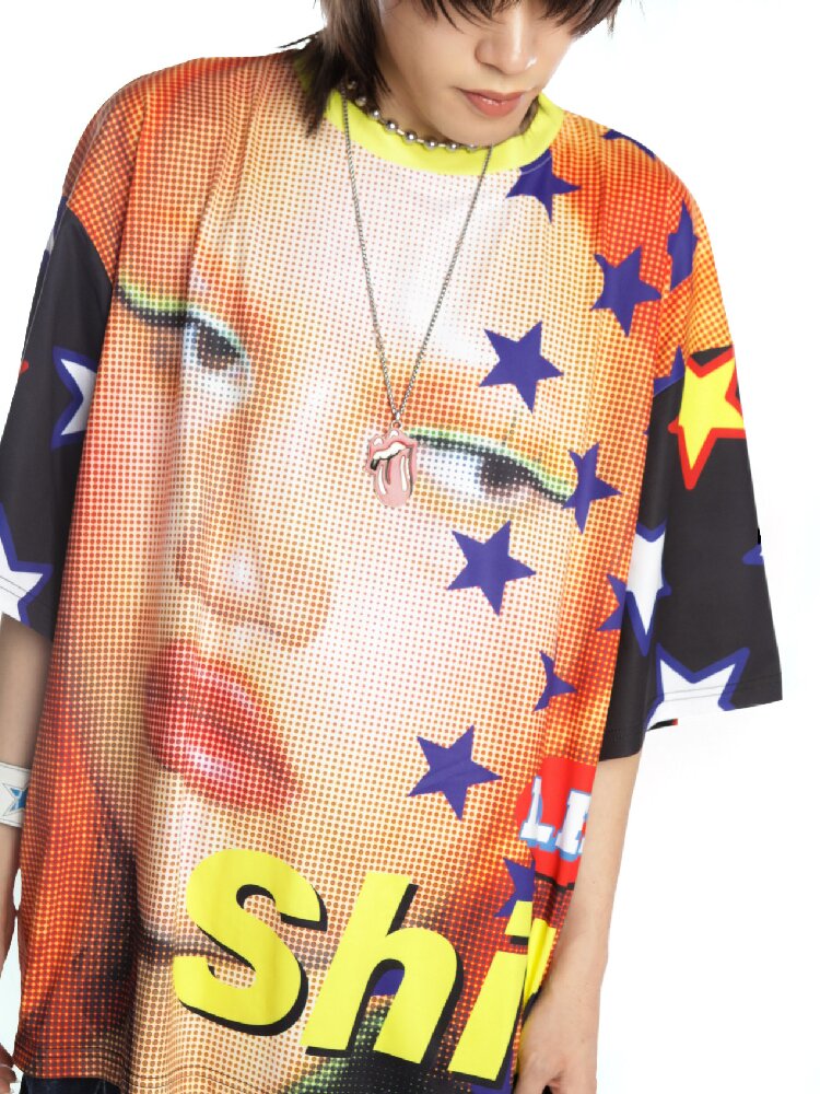 Ghostly Print Contrast T-shirt【s0000015887】