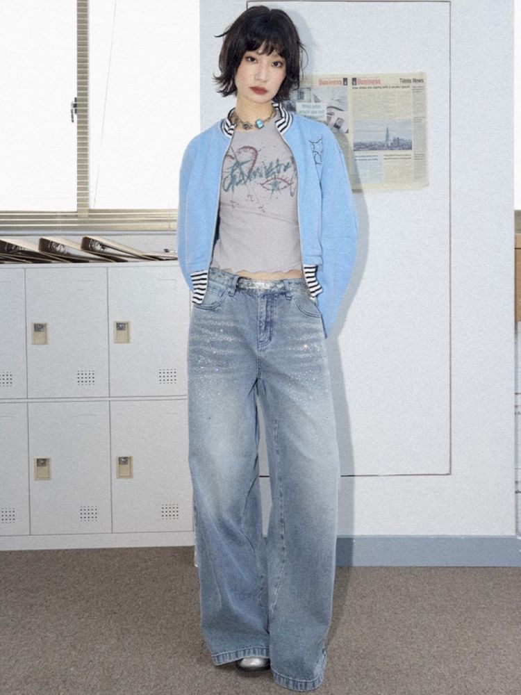 Starfish Hot Rhinestone Sweatshirt Jacket【s0000012278】