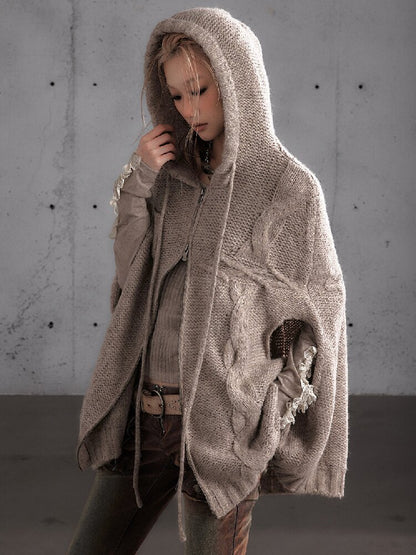Twisted Knit Wool Cape Jacket【s0000019160】