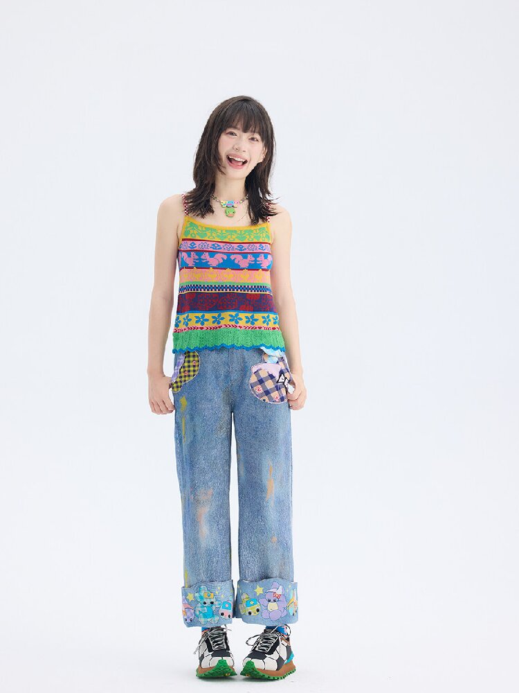 Fair Isle Knitted Suspender Dress【s0000017692】